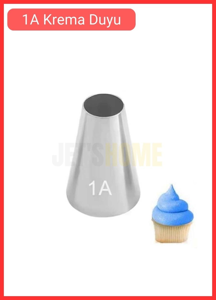 1A Yuvarlak Desen Krema Duyu Büyük Boy Pasta Duyu Paslanmaz Çelik Krema Torbası Ucu 2.5x1.4x3.7 cm