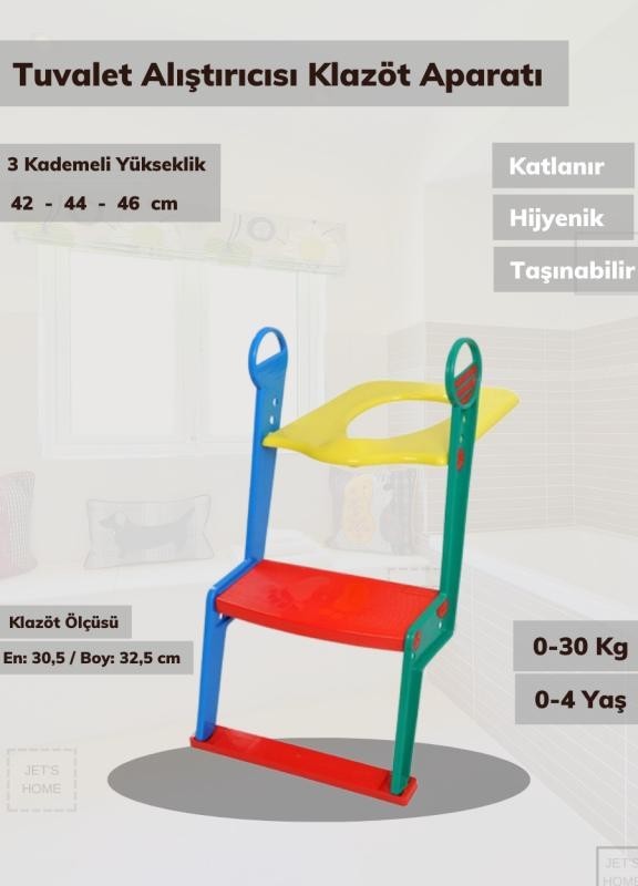 Tuvalet Alıştırıcı Çoçuklar İçin Wc Yardımcısı Basamaklı Alıştırıcı Bez Bırakmaya Yardımcı
