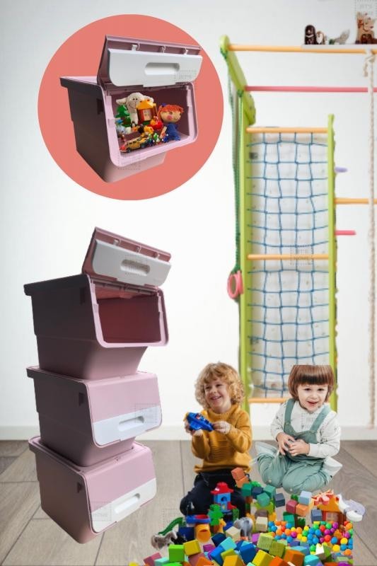 2’li Tekerlekli Organizer BPA Free Erzak Kutusu Sebzelik Soğanlık Oyuncaklık Pembe 24 Lt