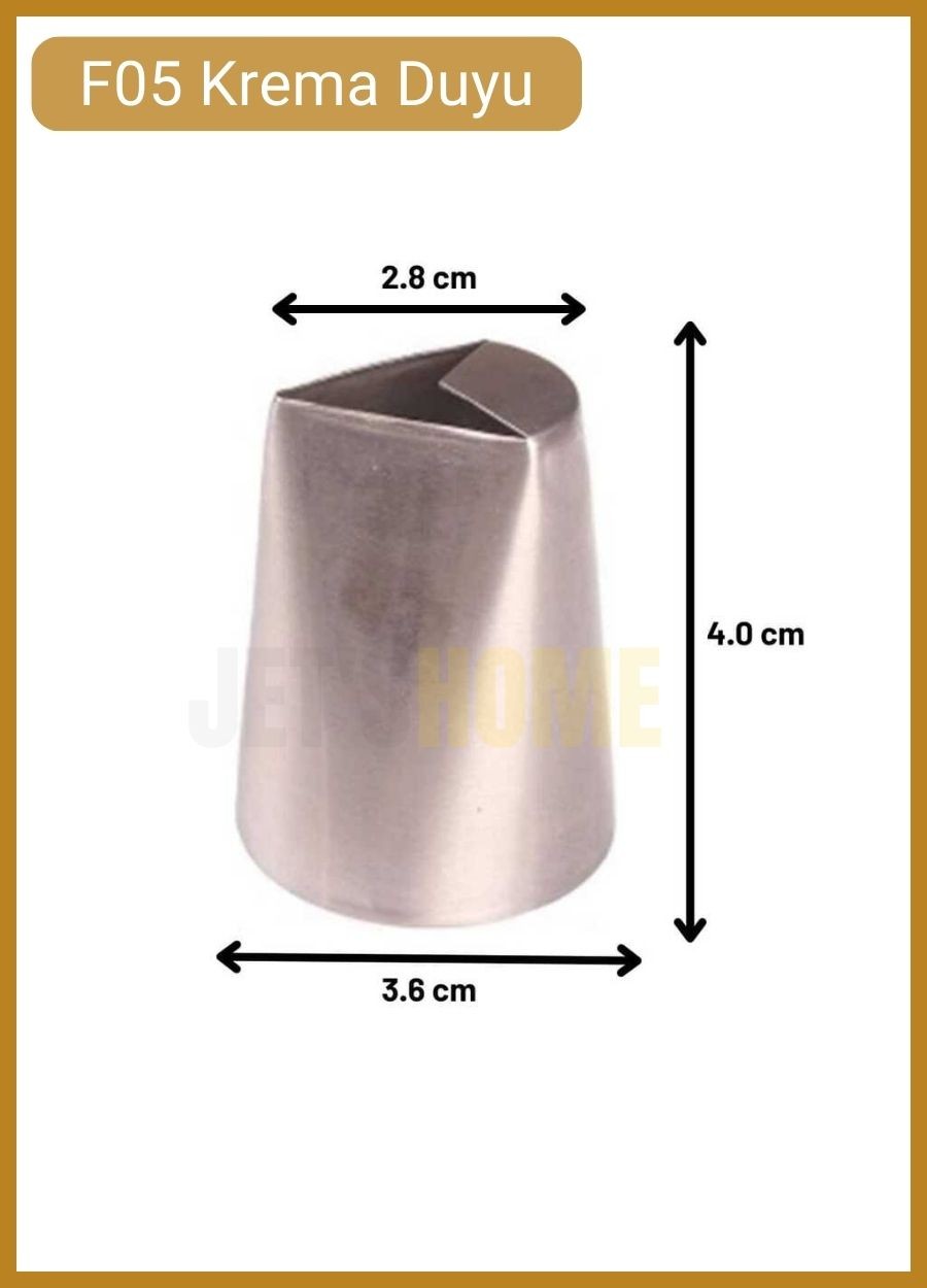 F05 Kalp Desen Krema Duyu Büyük Boy Pasta Duyu Paslanmaz Çelik Krema Torbası Ucu 3.6X2.3X4.0 cm