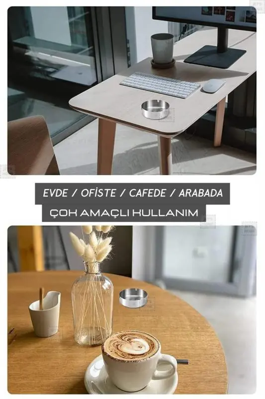 Şık Tasarımlı 5'li Set Küllük - 8 cm Paslanmaz Çelik