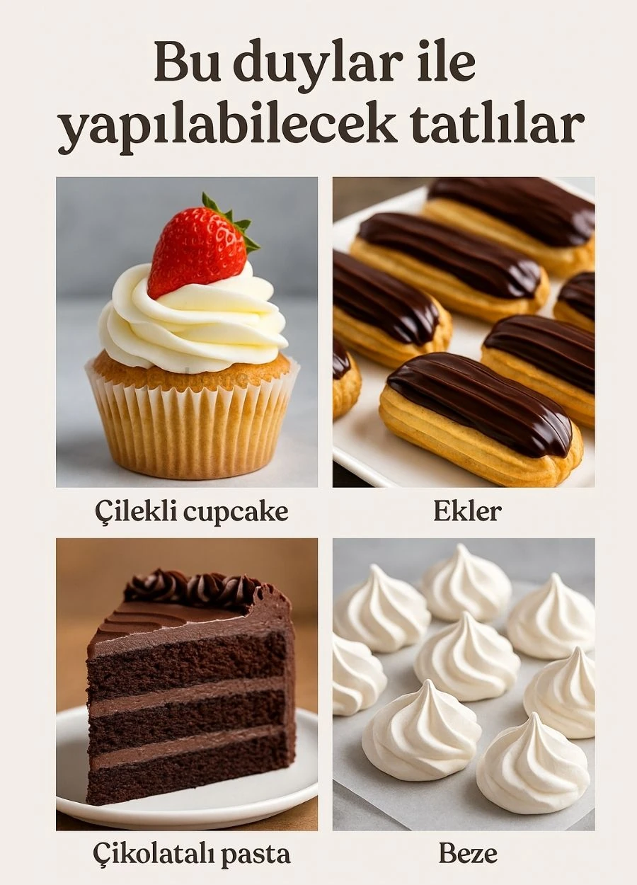 Büyük Boy 5’li Yaprak Uçlu Krema Duy Seti - Profiterol, Ekler,Cupcake Süsleme Paslanmaz Set-2