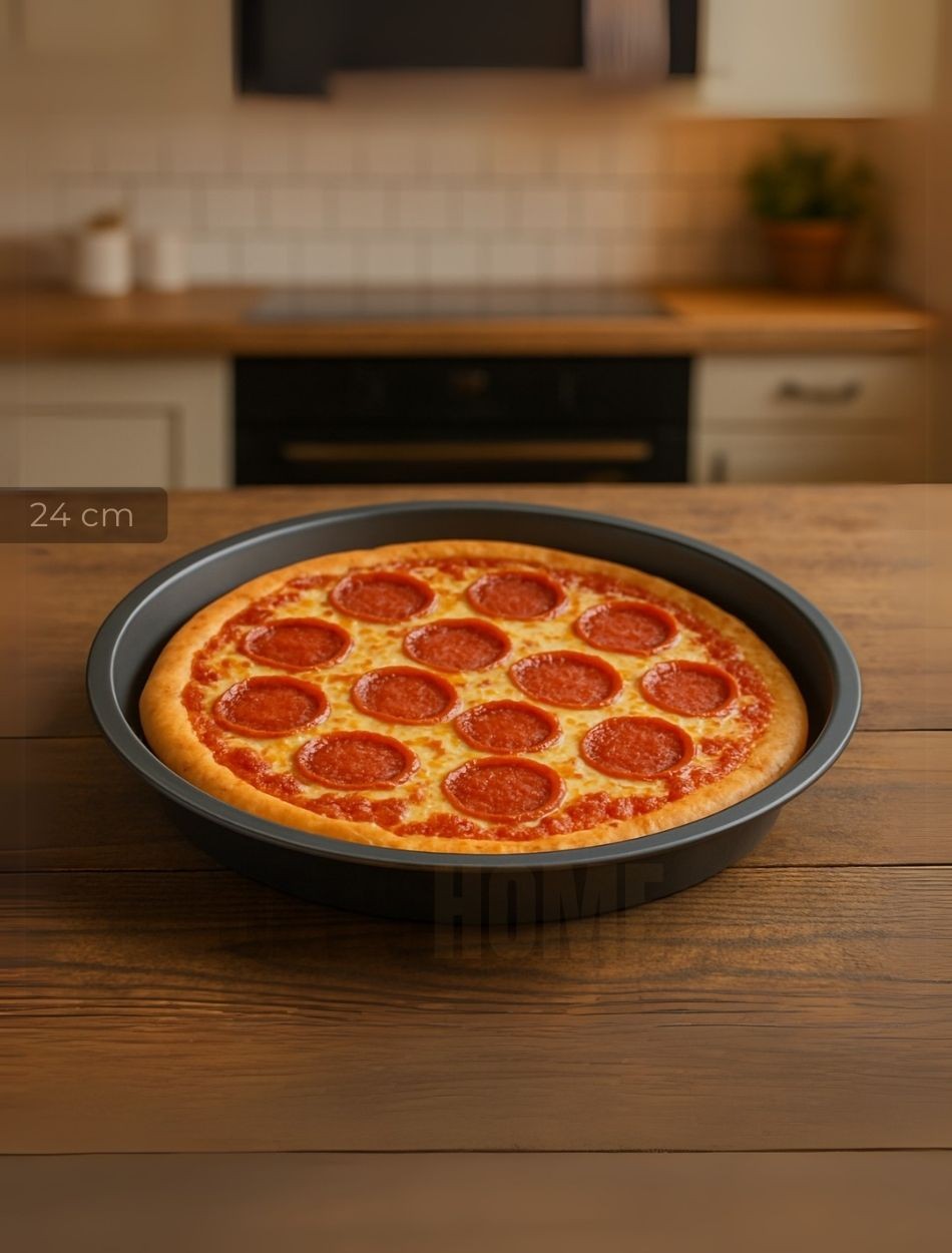 2'li Pizza Tavası Seti Alüminyum Pizza Tepsisi Yapışmaz Lahmacun Pide Tavası 24 Cm