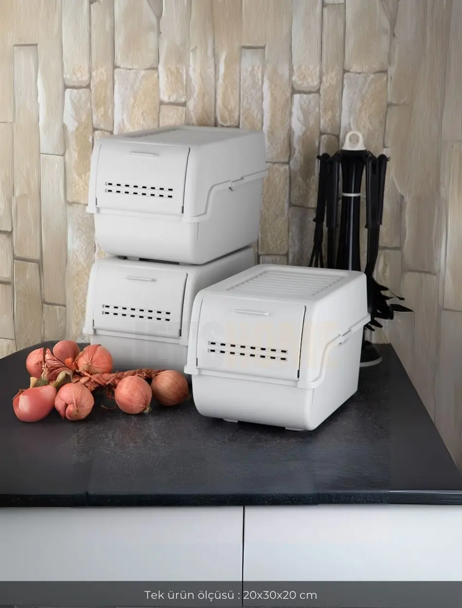 3'lü Gri Organizer Set 24 Lt BPA Free - Modüler ve Kompakt Düzen