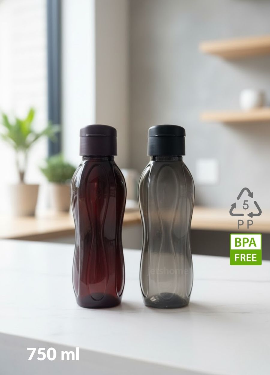 2’li Suluk Seti PP-5 Bpa Free Akıtmaz-Kokusuz Ofis-Spor-Okul Matarası Siyah Bordo 750 ml