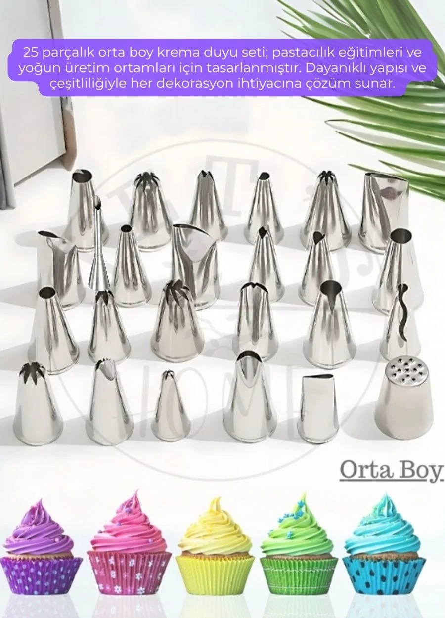 Pasta Süsleme Seti 25 Farklı Krema Duyu Krema Sıkma Torbası 50'li Hamur Düzenleyici
