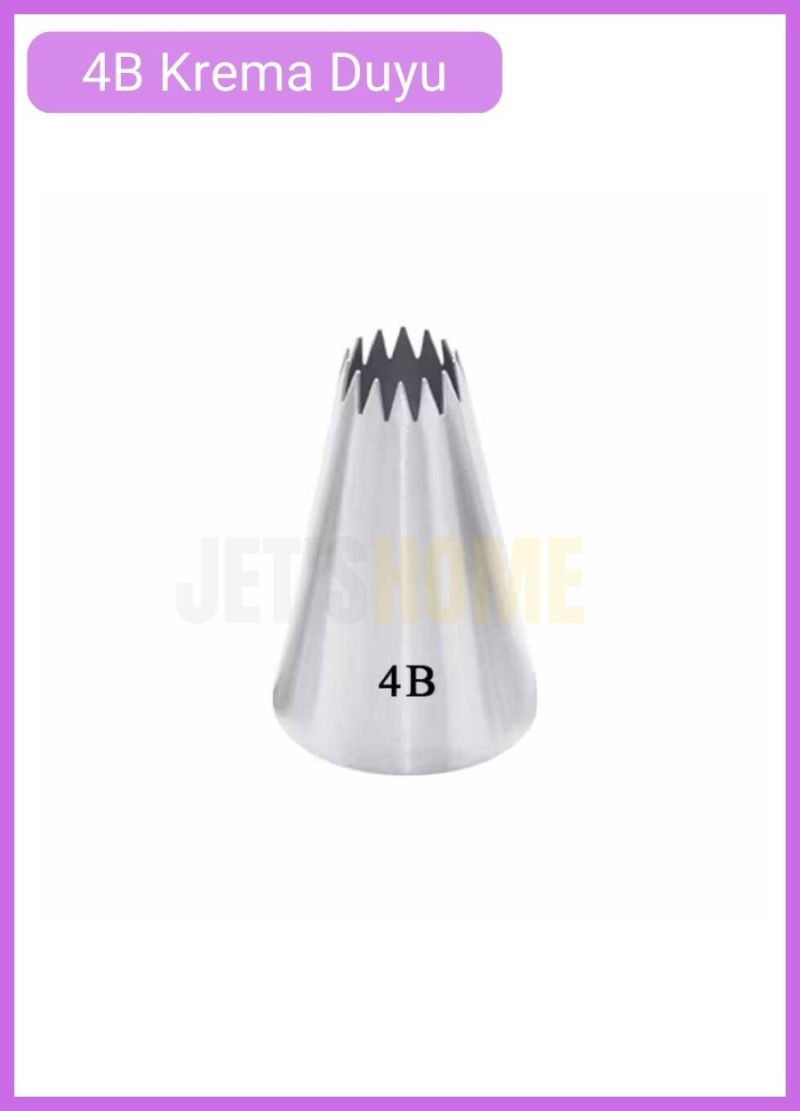 4B Açık Yıldız Desen Krema Duyu Büyük Boy Pasta Duyu Paslanmaz Çelik Krema Torbası Ucu 2.5x1.2x3.8 cm