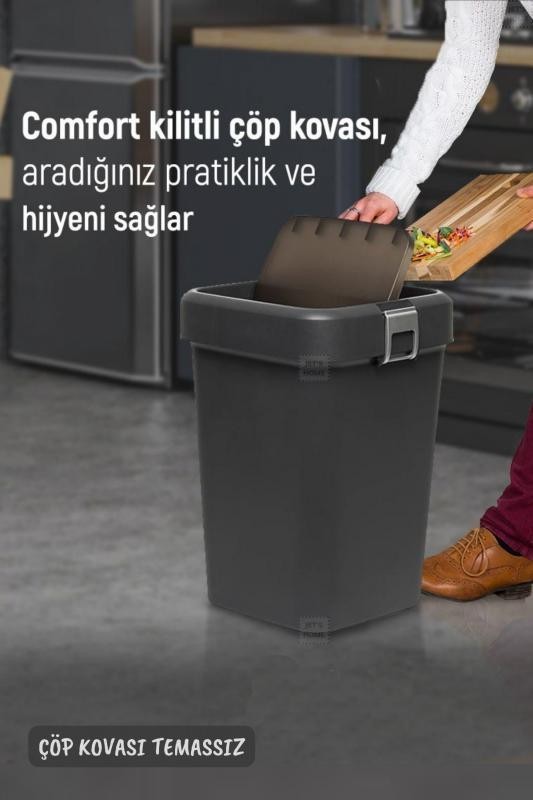 Banyo Çöp Kovası 18 Lt Banyo Çöp Kutusu Antrasit Çöp Kovası