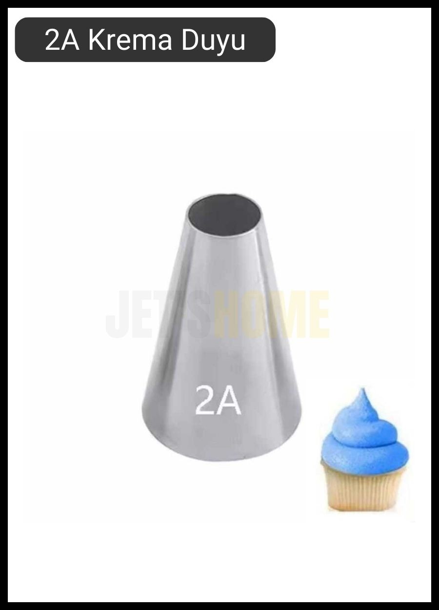 2A Yuvarlak Desen Krema Duyu Büyük Boy Pasta Duyu Paslanmaz Çelik Krema Torbası Ucu 2.4x1.2x3.8 cm