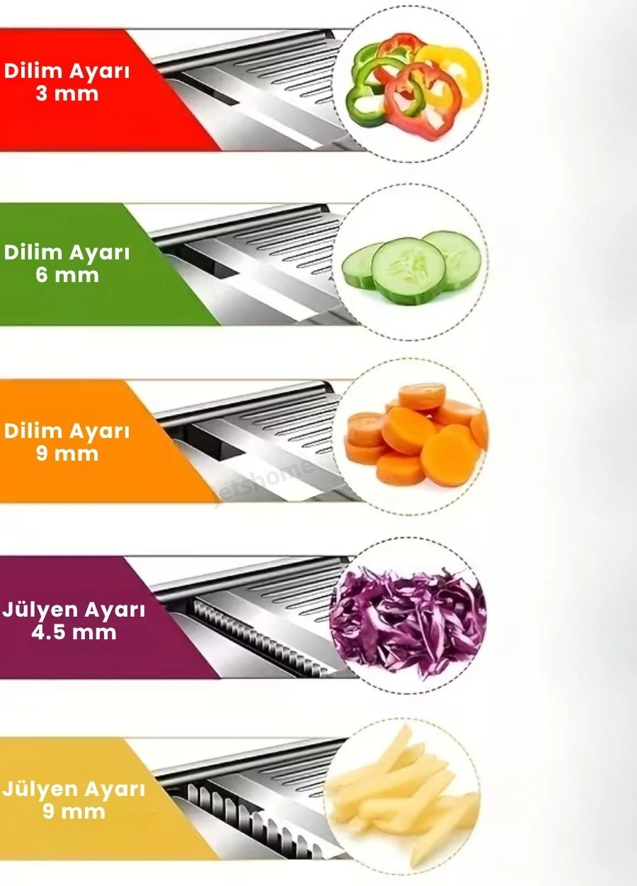 5 Ayarlı Sebze Dilimleyici Paslanmaz Sebze Kesici Ayarlanabilir Patates Soğan Rendesi Mandolin Rende