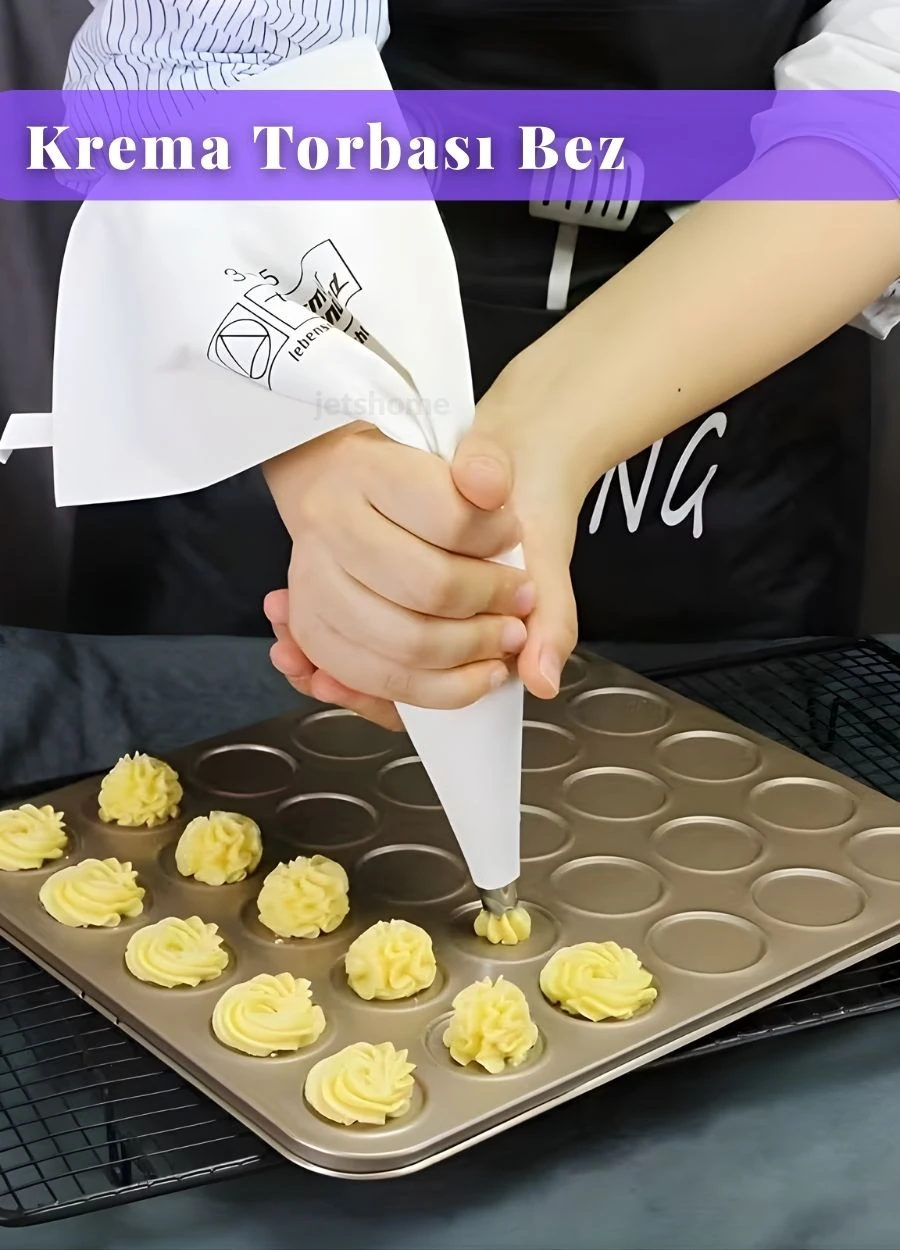 Krema Torbası Bez Yıkanabilir Torba BPA Free Pasta Duy Torbası Dekorasyon Süsleme Aparatı 20x35 cm