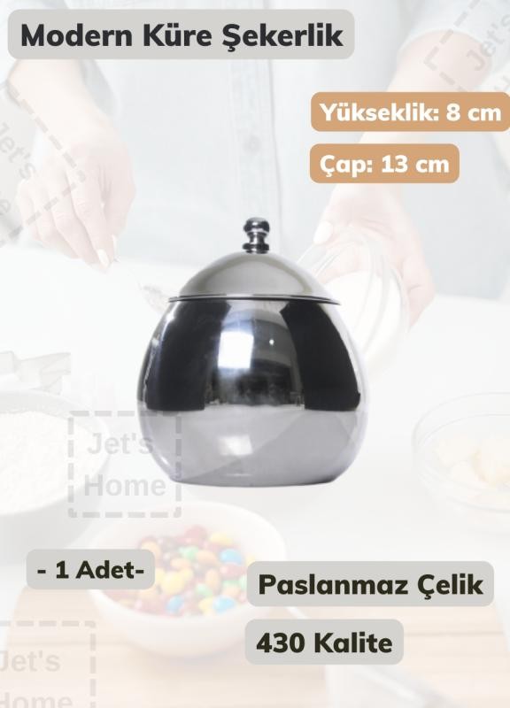 Çelik Şekerlik 13 cm Modern Küre Paslanmaz Çelik