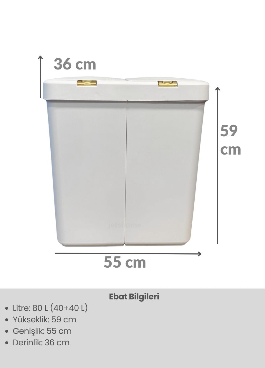 4’lü Katlanabilir Çamaşır Sepeti Seti – 80 Litre Gold/Beyaz Kirli Sepeti, Sele, Su Kovası ve Maşrapa