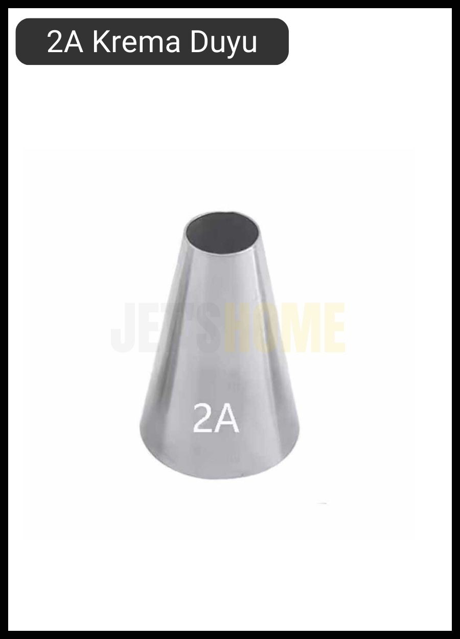 2A Yuvarlak Desen Krema Duyu Büyük Boy Pasta Duyu Paslanmaz Çelik Krema Torbası Ucu 2.4x1.2x3.8 cm