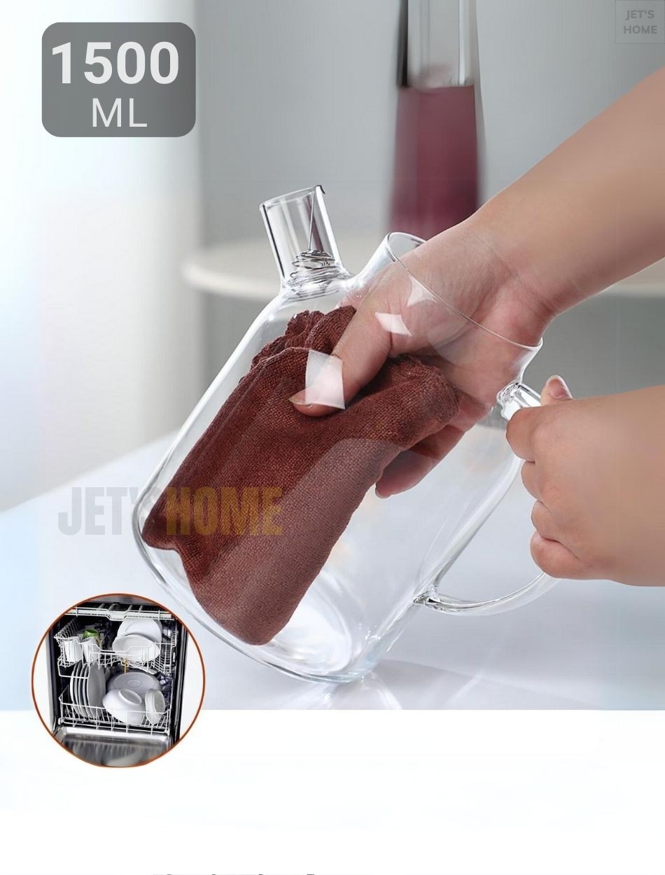 Cam Demlik Isıya Dayanıklı Demlik Çelik Vakumlu Kapak 1500 ml