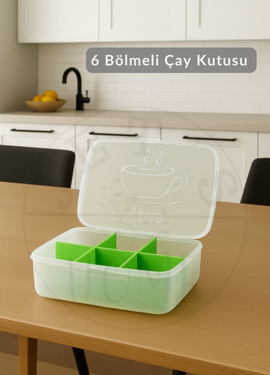 6 Bölmeli Çay Kutusu Şeffaf Çay Kabı Plastik Poşet Çay Kutusu BPA Free