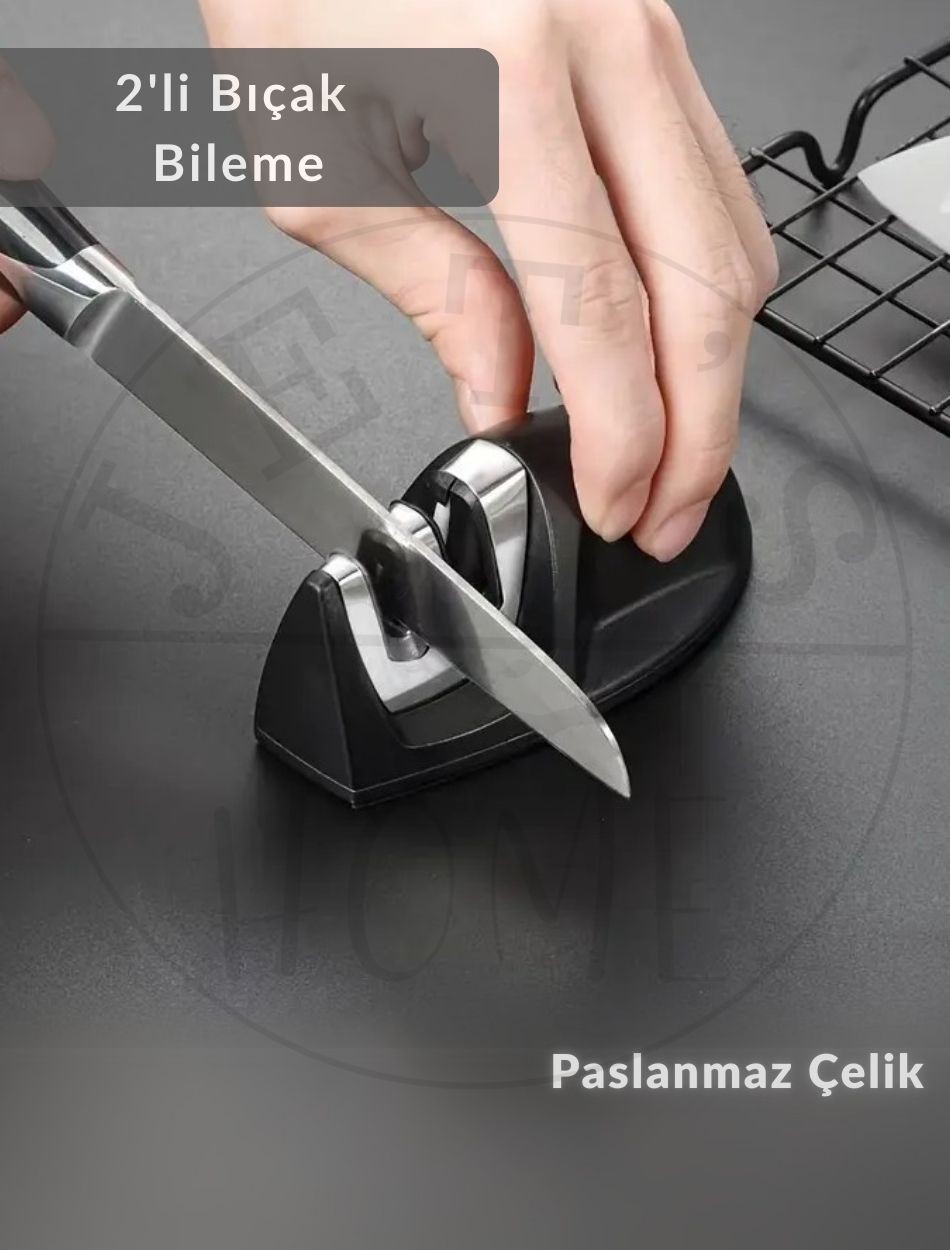 Bıçak Bileme Aleti iki Kısımlı Et Bıçağı Bileyici Paslanmaz Çelik 10 cm
