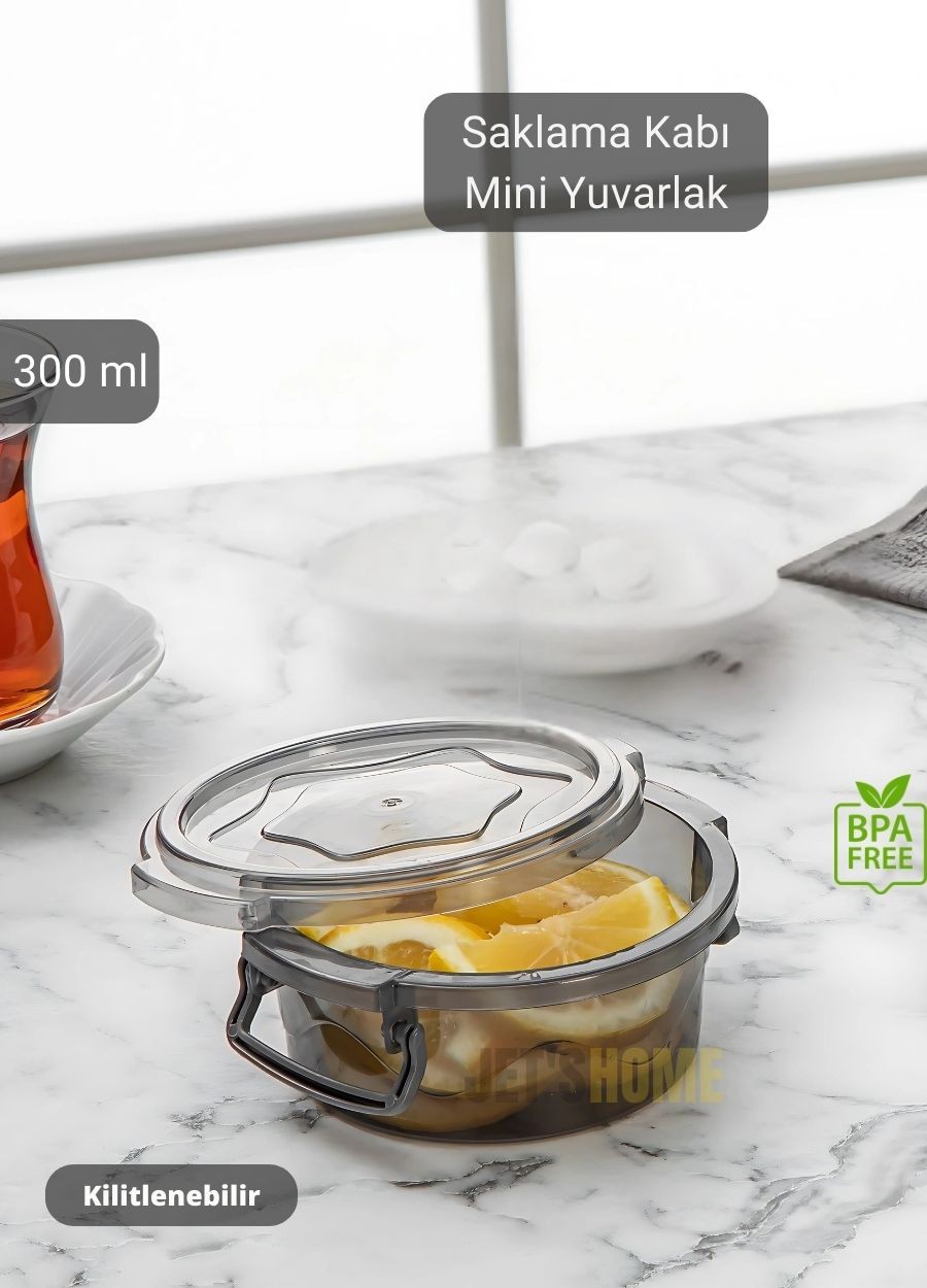 Saklama Kabı Yuvarlak Erzak Kabı Mini Yiyecek Kutusu BPA Free 300 ml