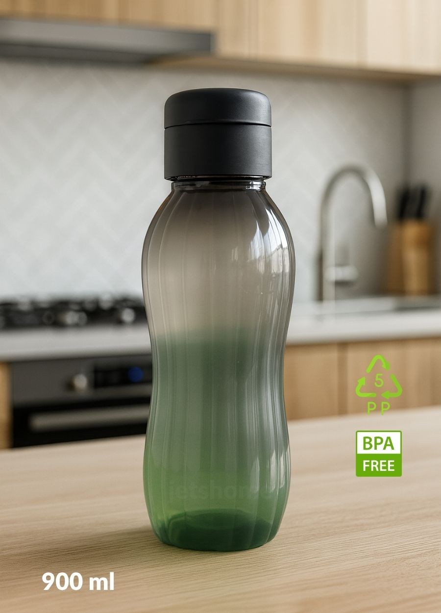 Suluk 2'li Set Su Şişesi BPA Free Okul Suluğu PP-5 Suluk Spor Okul Ofis Suluğu Mürdüm-Siyah 900 ml