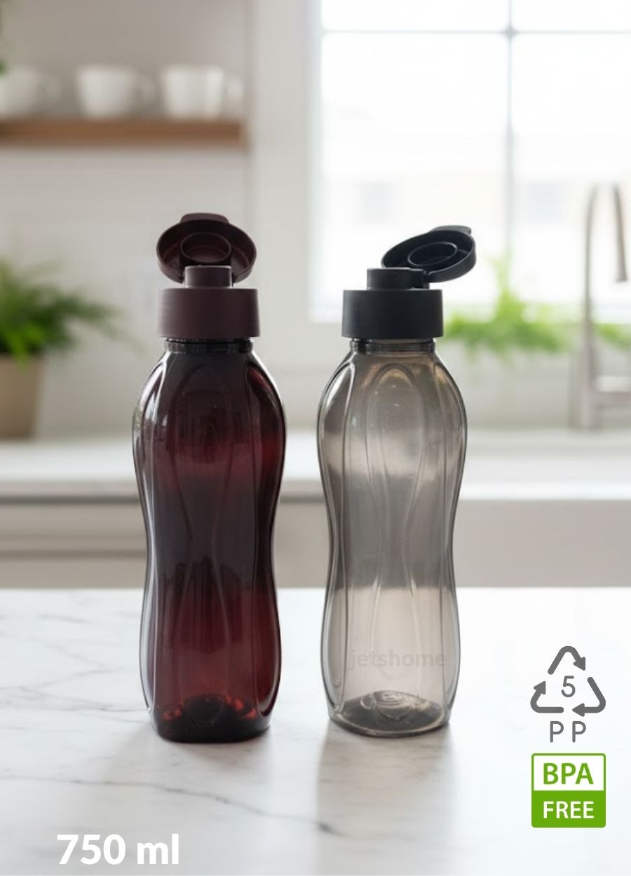 2’li Suluk Seti PP-5 Bpa Free Akıtmaz-Kokusuz Ofis-Spor-Okul Matarası Siyah Bordo 750 ml