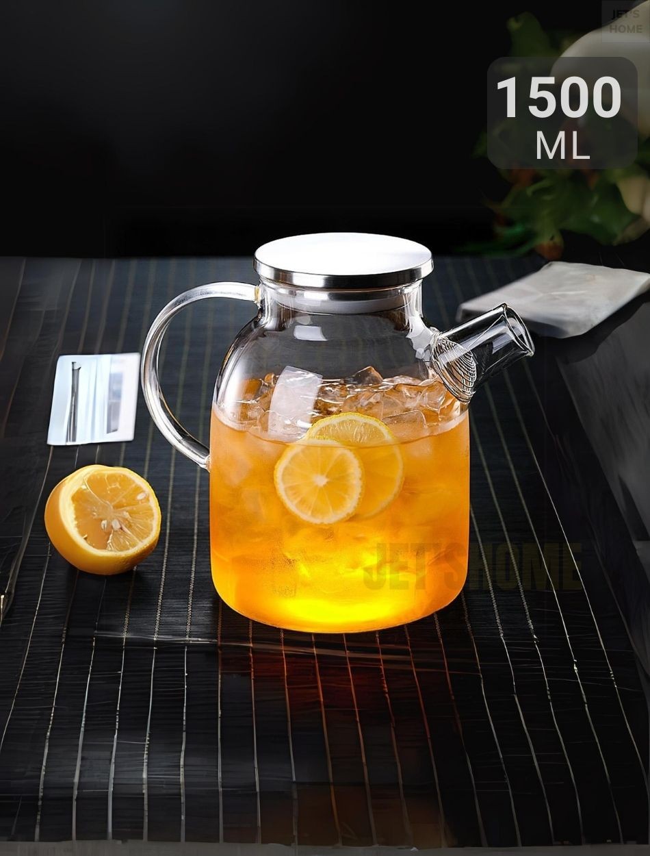 Cam Demlik Isıya Dayanıklı Demlik Çelik Vakumlu Kapak 1500 ml