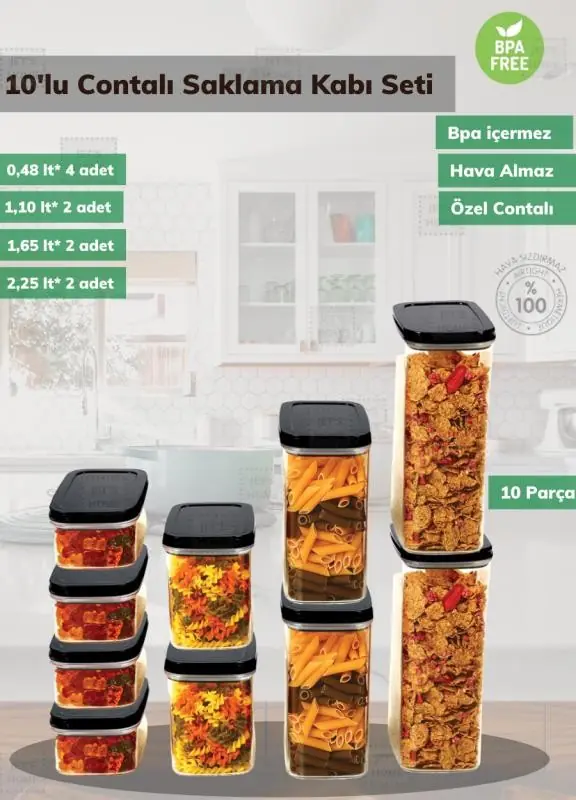 10'lu Contalı Saklama Kabı Seti