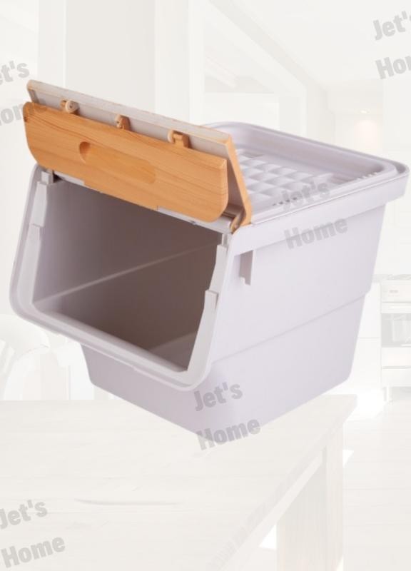Tekerlekli Sebzelik BPA Free Soğanlık Oyuncaklık Organizer Bambu Desen 33 Lt