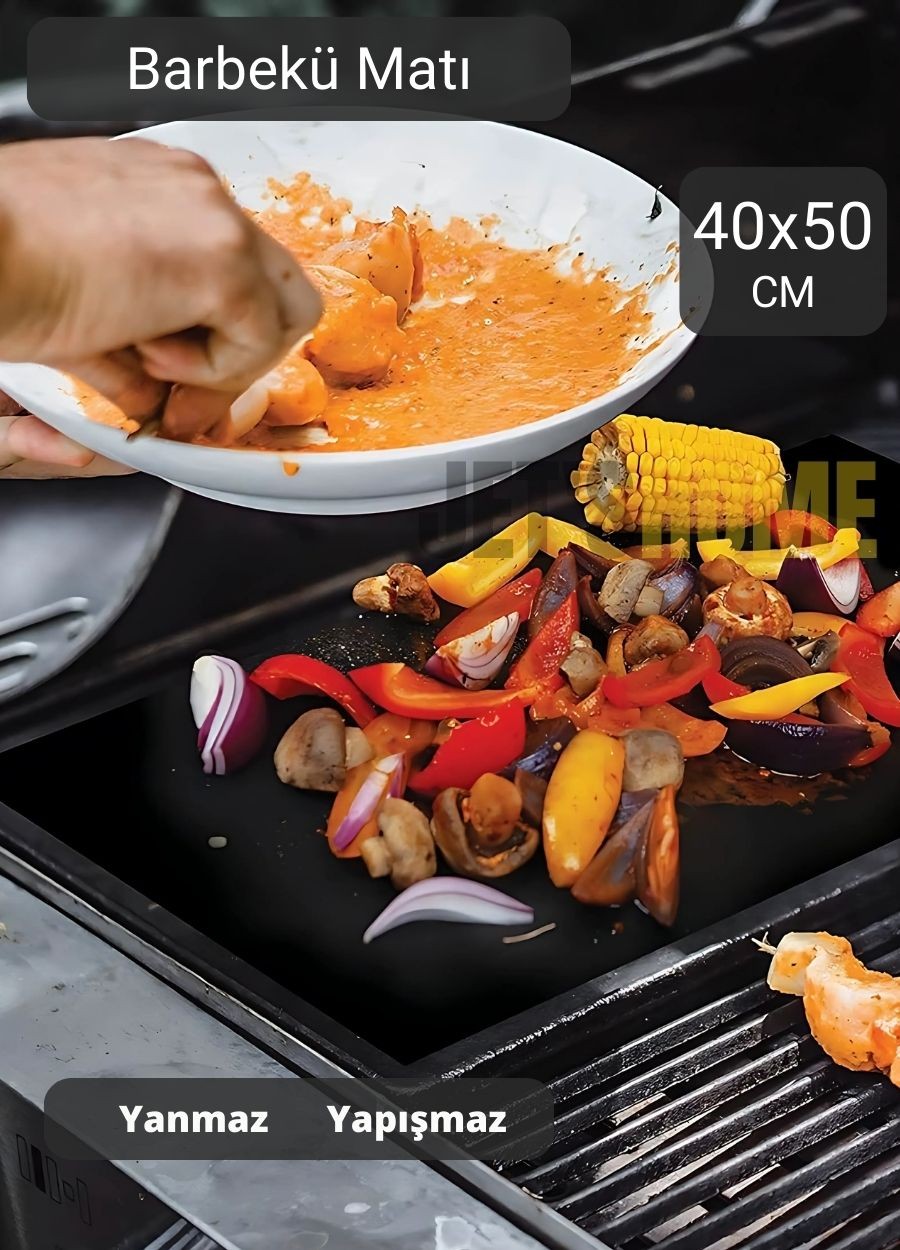 Barbekü Matı Fiberglas BPA Free Izgara Kağıdı Yanmaz Yapışmaz Pişirme Kağıdı Büyük Boy 40*50 cm