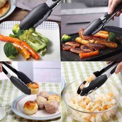 Sunum Maşası Barbekü Maşası Mangal Maşa Silikon Salata Maşası Siyah 40 cm