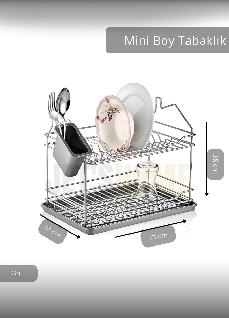 Mini Boy Bulaşıklık Tezgah Üstü Tabaklık BPA FREE Bulaşık Sepeti Krom 23x33x25