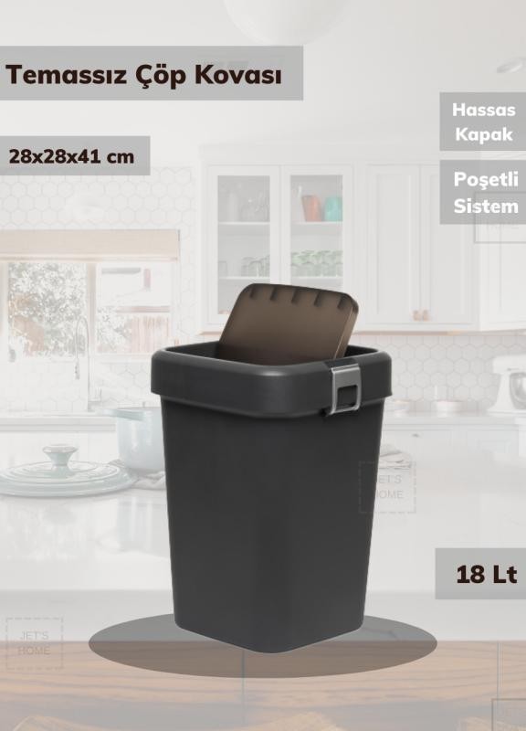 Banyo Çöp Kovası 18 Lt Banyo Çöp Kutusu Antrasit Çöp Kovası
