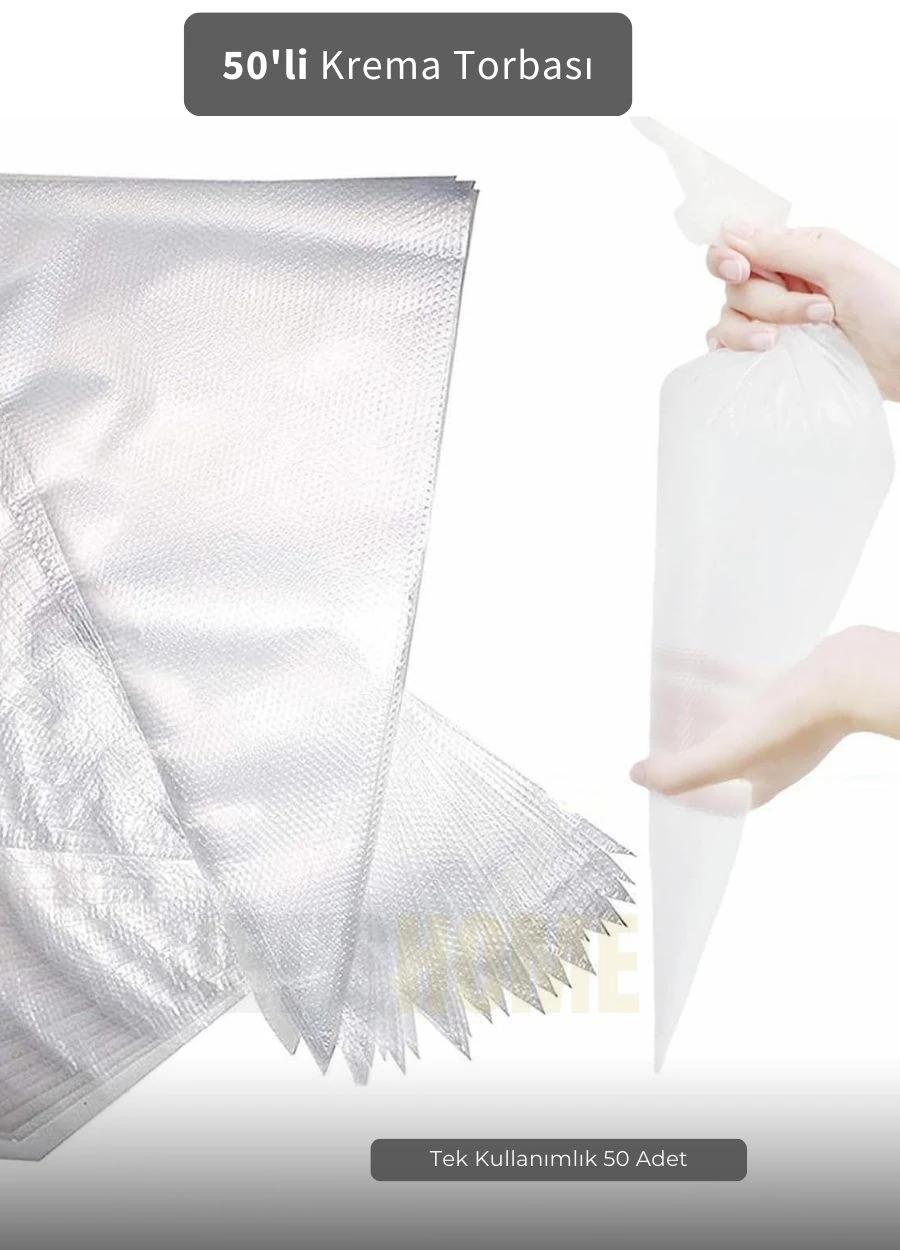 50'li Krema Torbası Kullan At Şanti Sıkma Torbası Büyük Boy Süsleme Torbası Krema Duyu Torbası