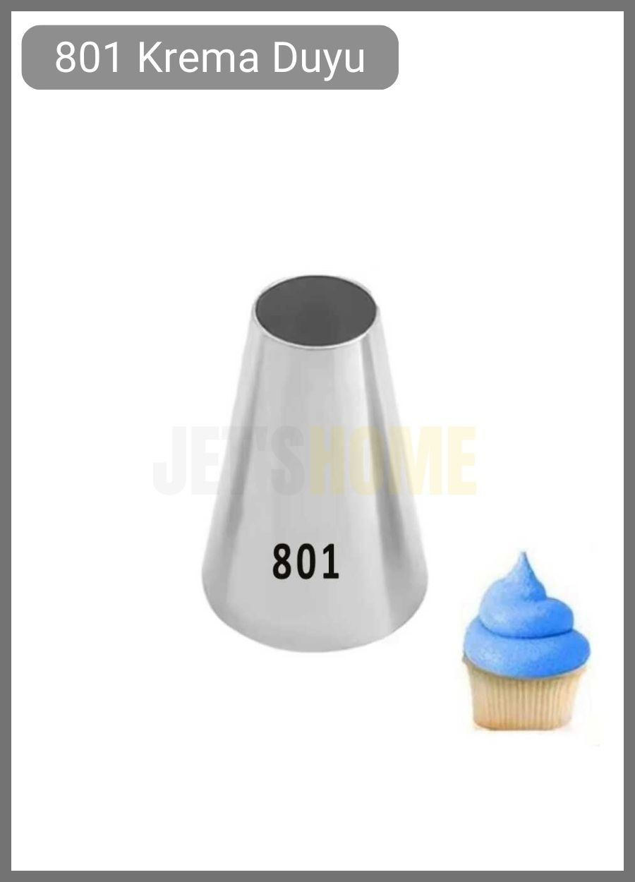 801 Yuvarlak Desen Krema Duyu Büyük Boy Pasta Duyu Paslanmaz Çelik Krema Torbası Ucu 2.4x6.5x4.5 cm