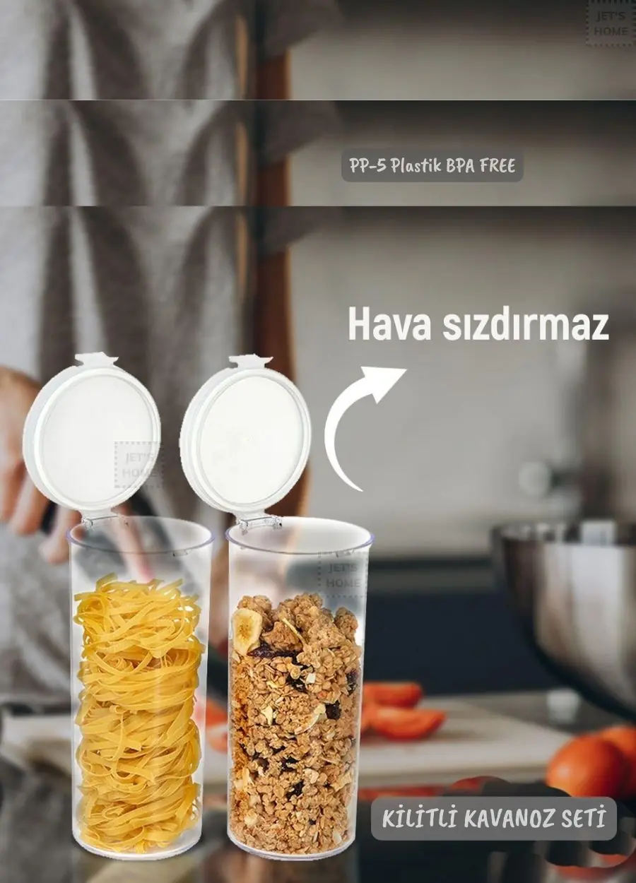 2'li Kilitli Silindir Kavanoz Seti