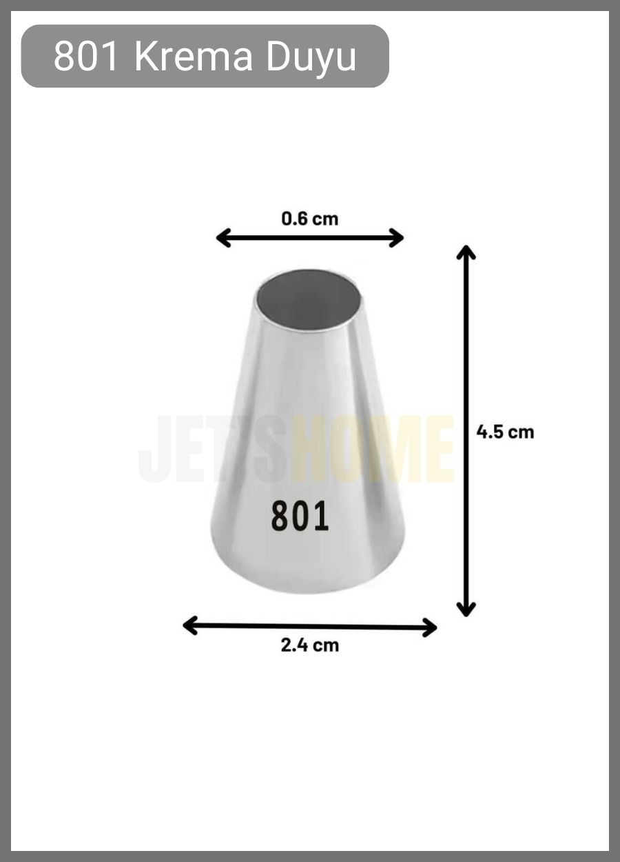 801 Yuvarlak Desen Krema Duyu Büyük Boy Pasta Duyu Paslanmaz Çelik Krema Torbası Ucu 2.4x6.5x4.5 cm