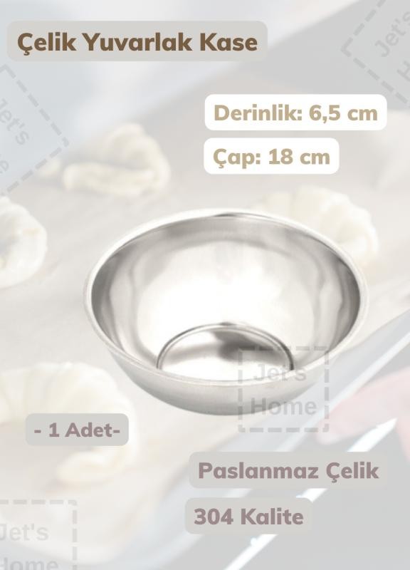 Çelik Yuvarlak Kase 18 cm Paslanmaz Çelik Kase