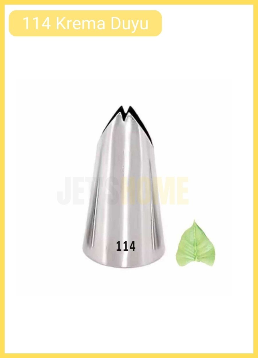114 Yaprak Desen Krema Duyu Büyük Boy Pasta Duyu Paslanmaz Çelik Krema Torbası Ucu 2.5x1.5x4.2 cm