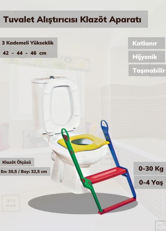 Tuvalet Alıştırıcı Çoçuklar İçin Wc Yardımcısı Basamaklı Alıştırıcı Bez Bırakmaya Yardımcı