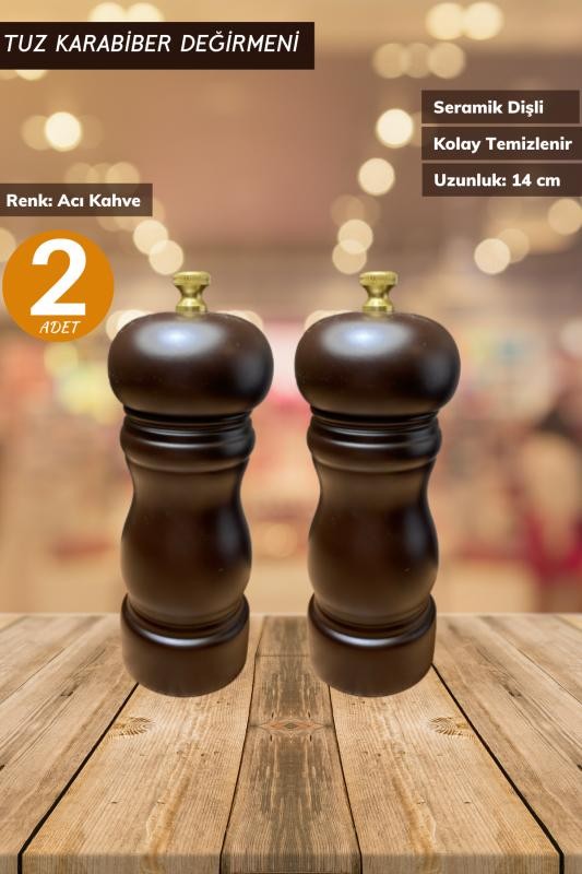 2’li Set Masterchef Tuz Karabiber Değirmeni Baharat Öğütücü 14 Cm