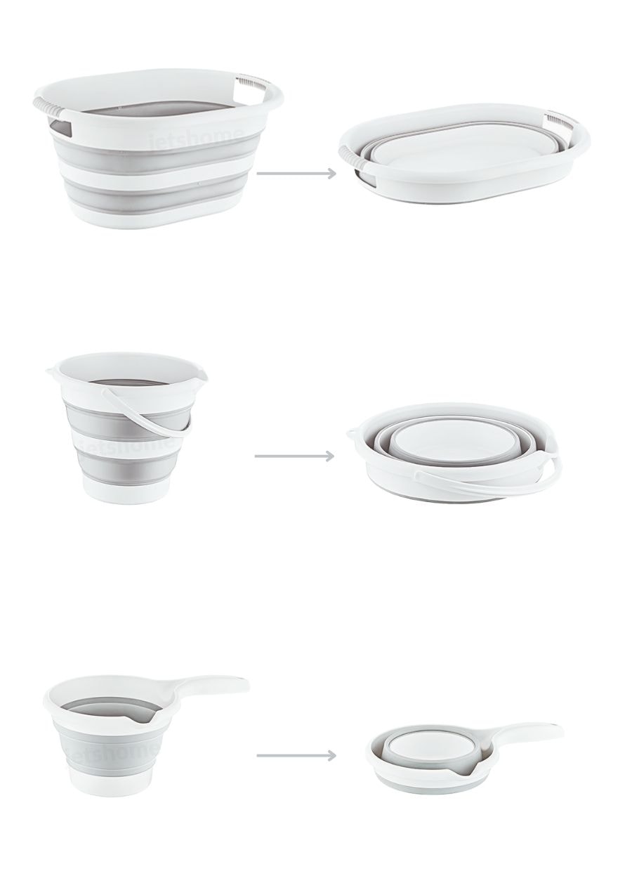 4’lü Katlanabilir Çamaşır Sepeti Seti – 80 Litre Kirli Sepeti, Sele, Su Kovası ve Maşrapa