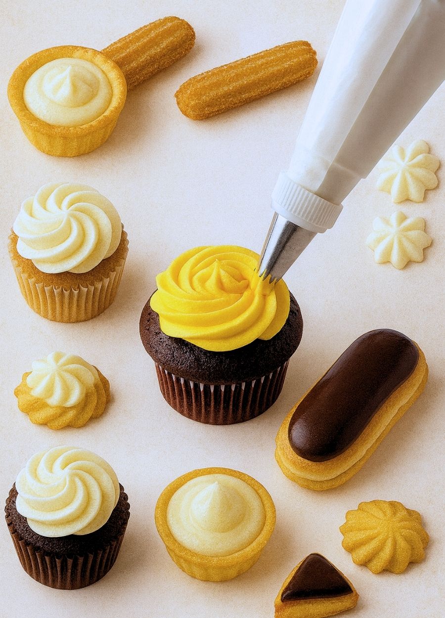 10 Parça Krema Sıkma Torbası Seti Metal Küçük Boy Krema Duyu Süsleme Aparatı Şanti Süsleme Ucu