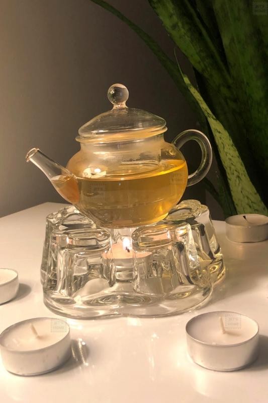 2’li Set Cam Demlik ve Cam Isıtıcı Süzgeçli Demlik 250 ml Bitki Çayı Demliği Borasilikat