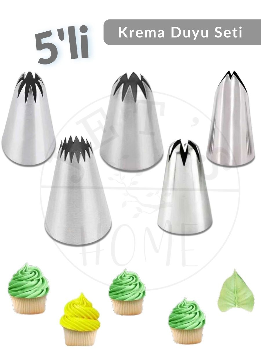 5' li Krema Duyu Seti Büyük Boy Pasta Dolgu Kreması Paslanmaz Şanti Duyu Çelik Set-4