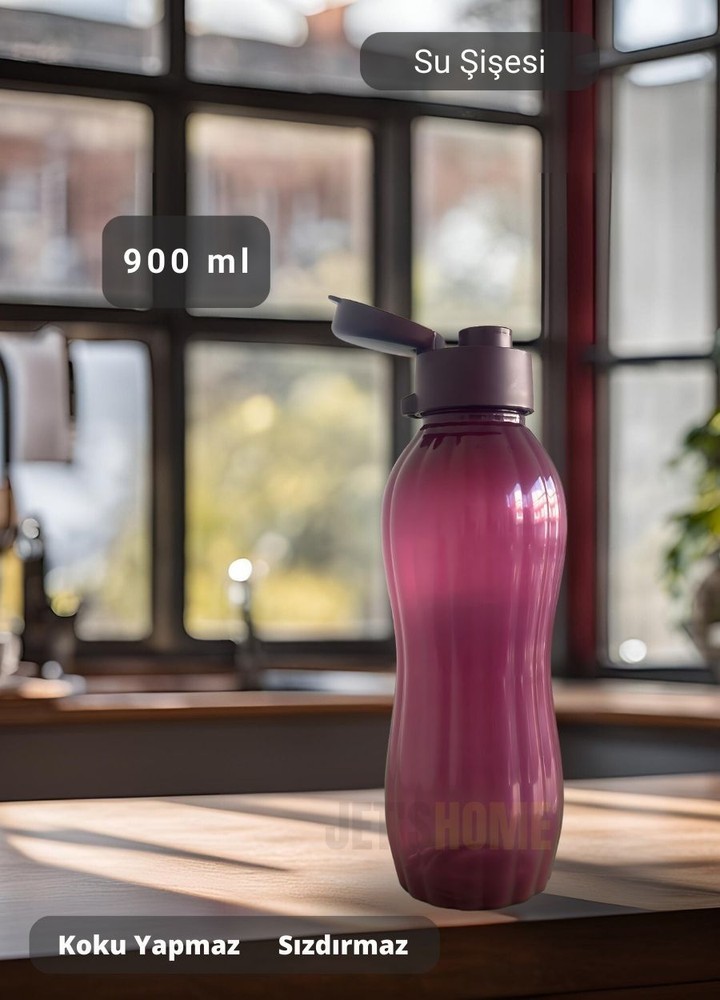 Su Şişesi Sızdırmaz Kapak Okul Matarası BPA Free Suluk Orta Boy Kokusuz Matara Mürdüm 900 ml