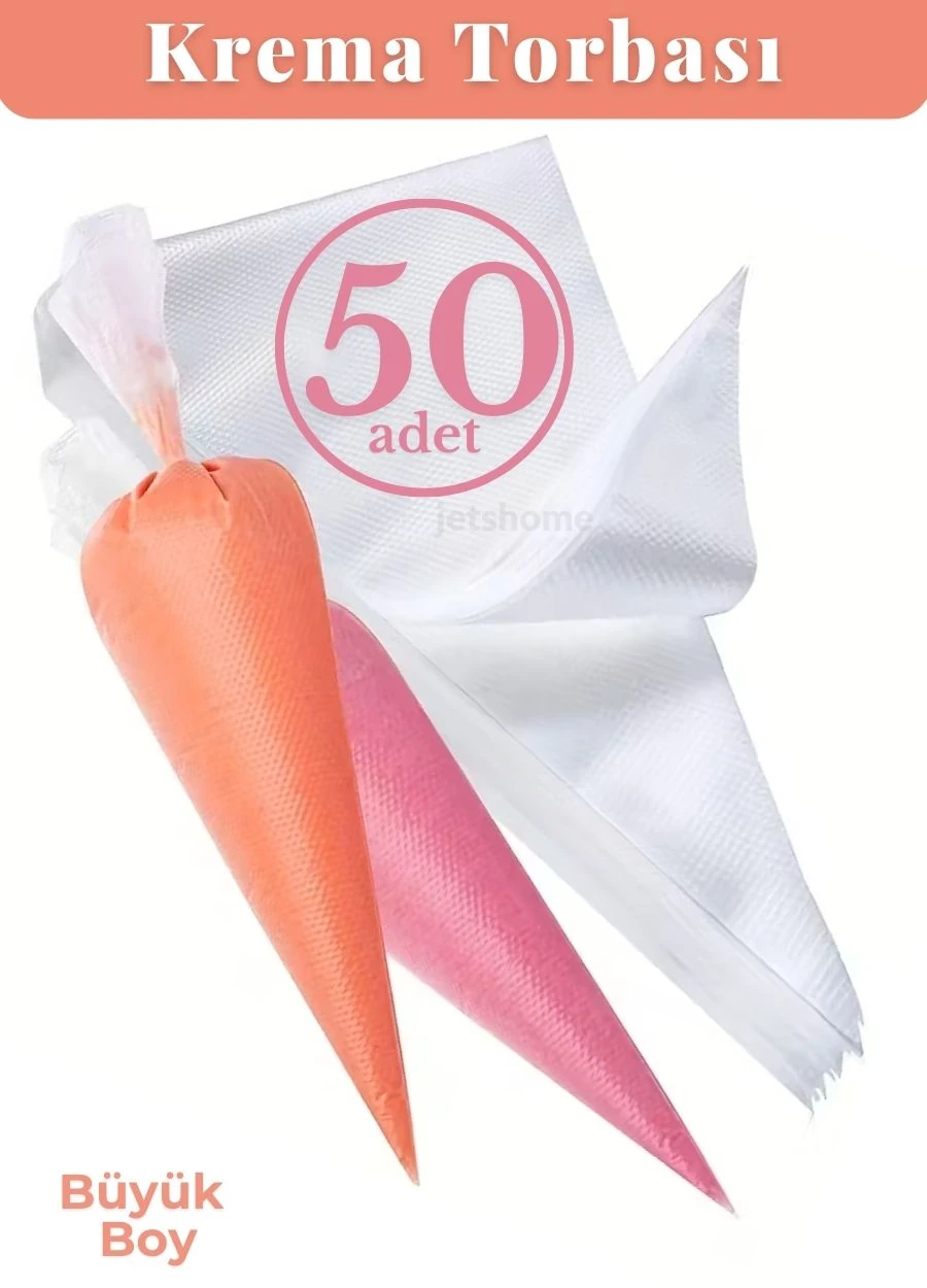 50'li Krema Torbası Kullan At Şanti Sıkma Torbası Büyük Boy Süsleme Torbası Krema Duyu Torbası