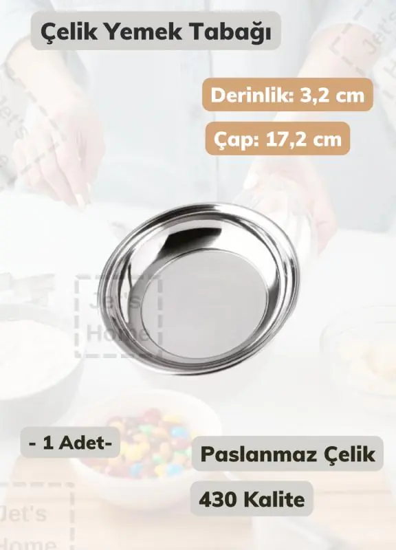 Çelik Yemek Tabağı 17,2 cm