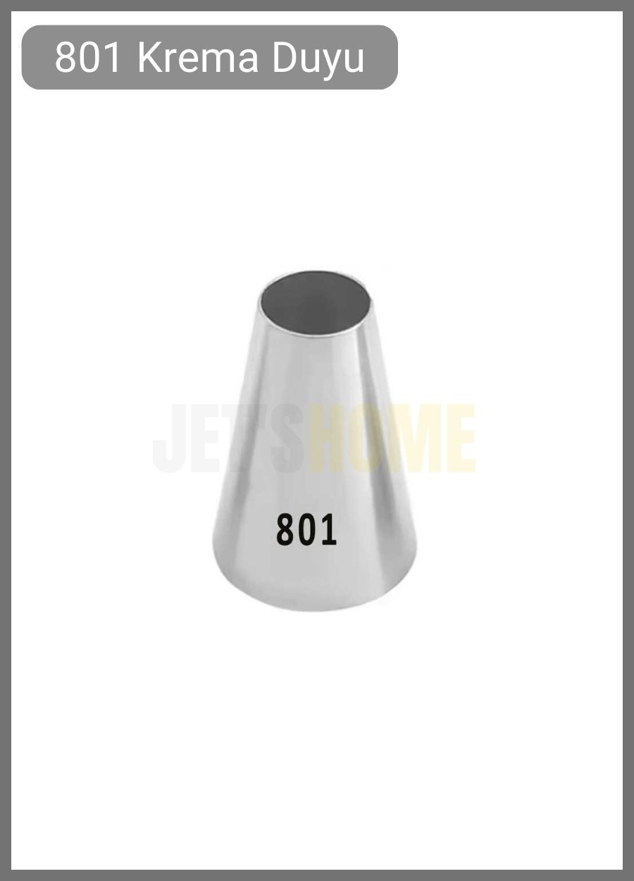801 Yuvarlak Desen Krema Duyu Büyük Boy Pasta Duyu Paslanmaz Çelik Krema Torbası Ucu 2.4x6.5x4.5 cm