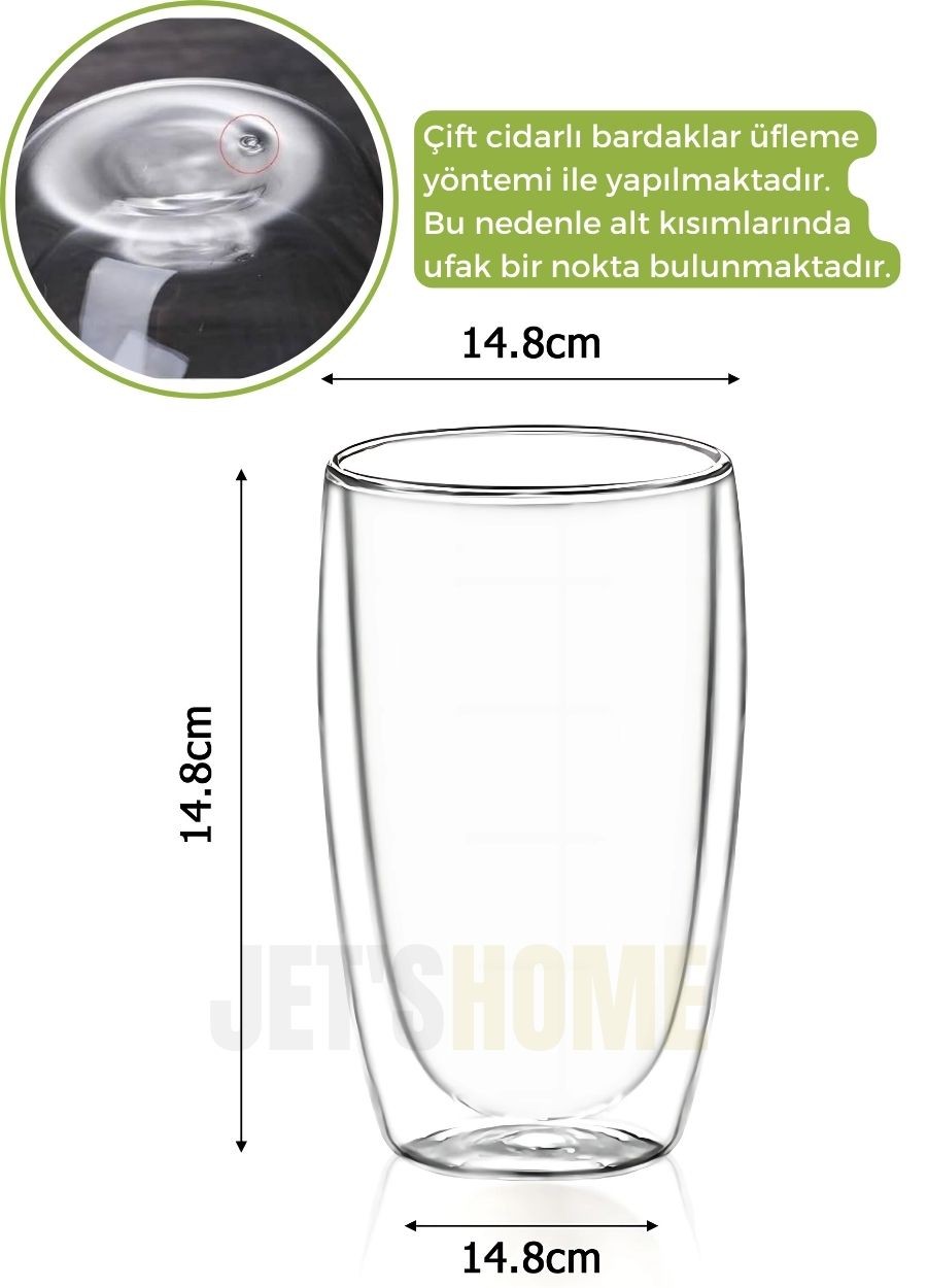 12’li Set Büyük Latte Bardağı Cappuccino Bardağı Çift Cidarlı Bardak Americano Bardağı 450 ml