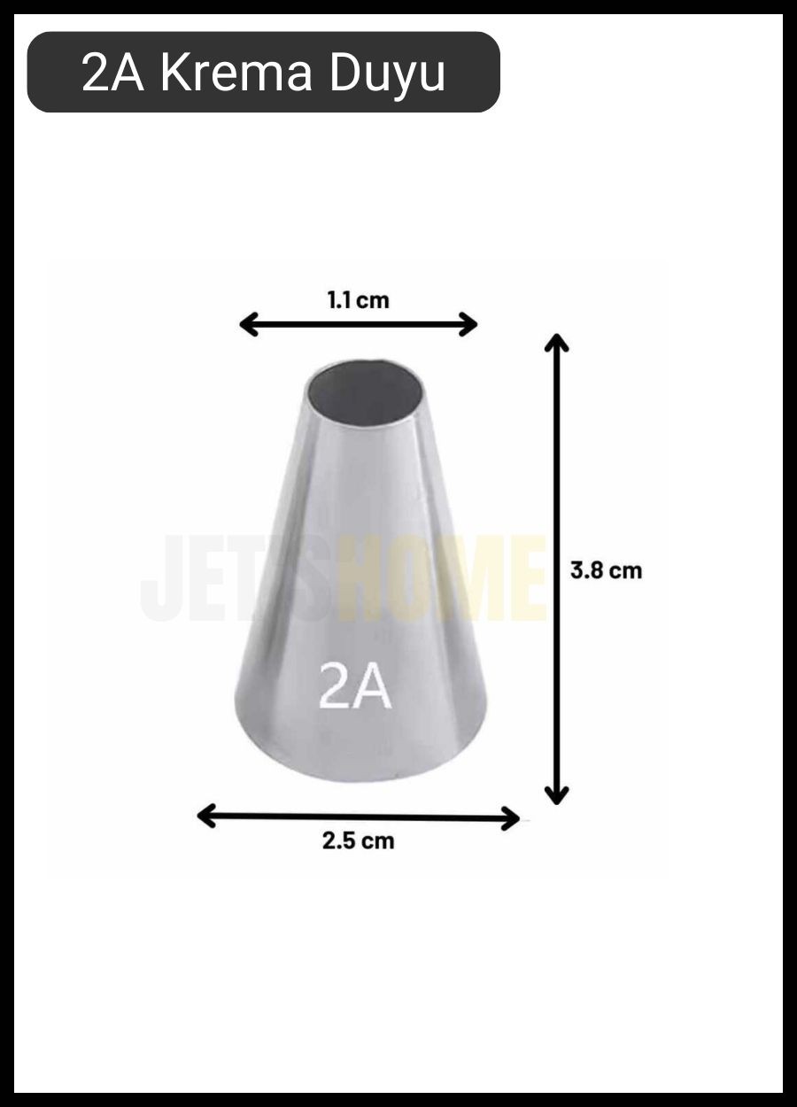 2A Yuvarlak Desen Krema Duyu Büyük Boy Pasta Duyu Paslanmaz Çelik Krema Torbası Ucu 2.4x1.2x3.8 cm