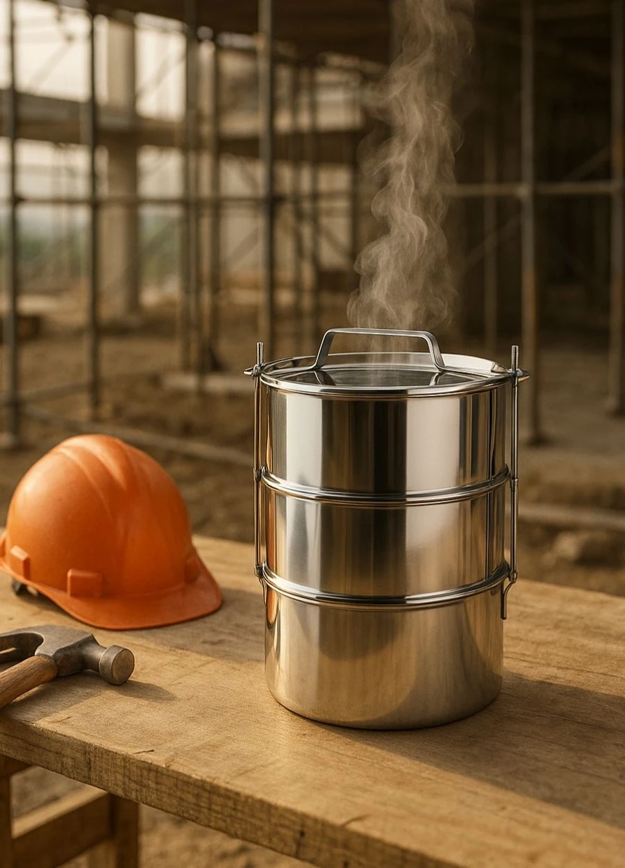 3’lü Paslanmaz Çelik Sefer Tası 24x12 cm Yemek Taşıma Kabı No:7 – 430 Kalite 20 Kişilik